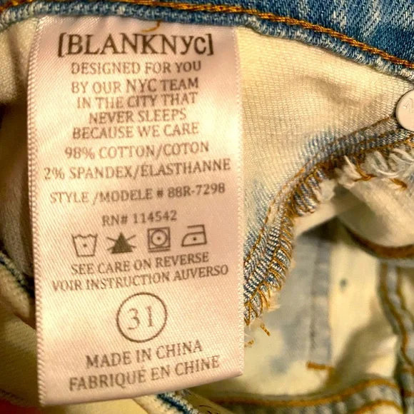 NWT BLANKNYC White+Blue Ripped TieDye Jeans Size31 - Picture 3 of 6